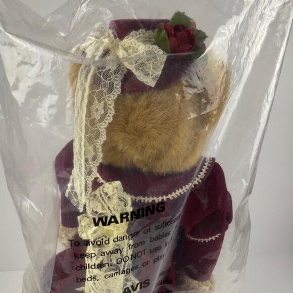 Vintage 1990s Avon Victorian Teddy Bear - New in Bag with Certificate With Stand - Picture 7 of 10